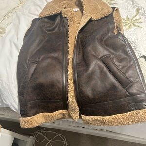 Men's Brown Shearling-Lined Leather Vest